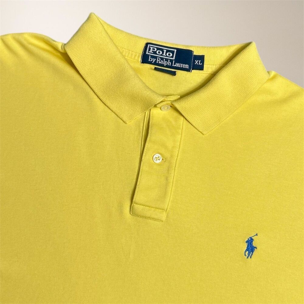 Polo Ralph Lauren Men's XL‎ Yellow Cotton Short Sleeve Polo Shirt Preppy Classic